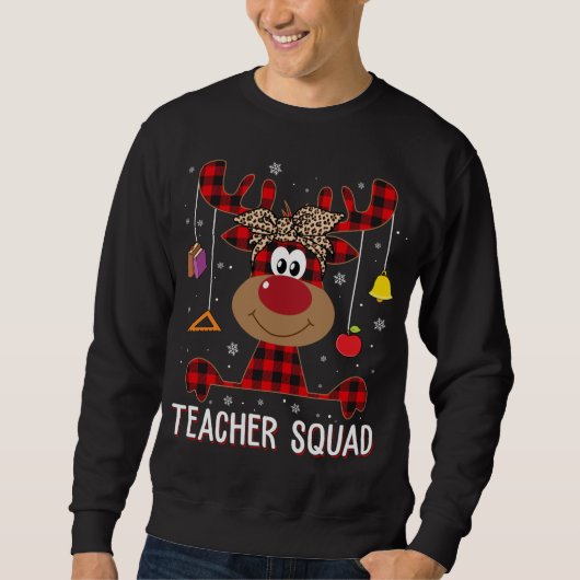 Teacher Squad Kerstmis Grappige Rendier Docent XMA Trui (Voorkant)