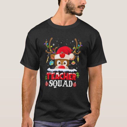 Teacher Squad Reindeer  Teacher Christmas For Men  T-shirt (Voorkant)