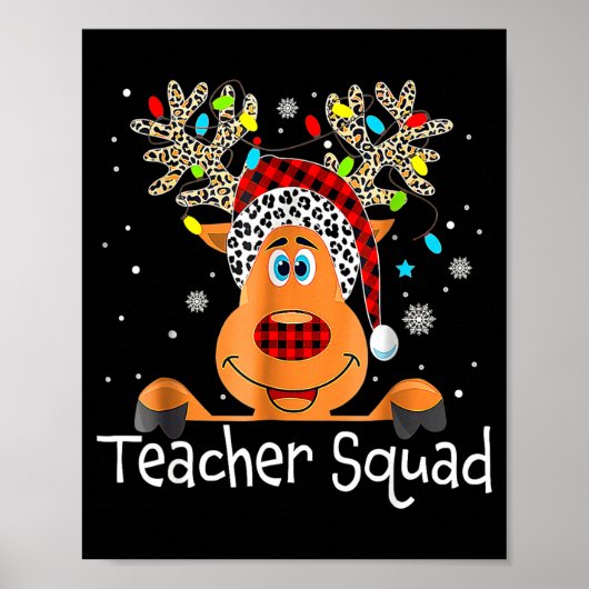 Teacher Squad Reindeer Teacher Christmas Xmas Poster (Voorkant)