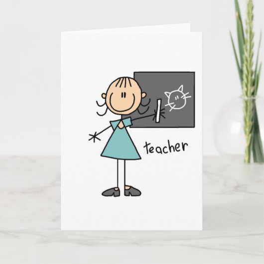Teacher Stick Figuur Kaart (Voorkant)
