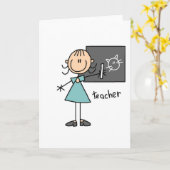Teacher Stick Figuur Kaart (Gele Bloem)