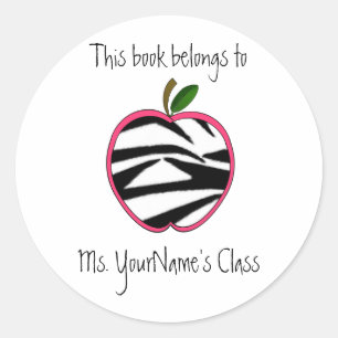 Teacher Sticker -Zebra Print Apple - Roze omtrek