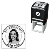 Teacher Student Custom Photo Great Work Classroom Zelfinktende Stempel (In situ)