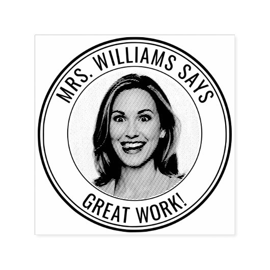 Teacher Student Custom Photo Great Work Classroom Zelfinktende Stempel (Design)