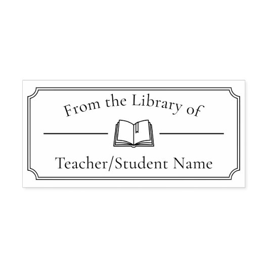 Teacher Student Library Book Ex Libris Open Book Zelfinktende Stempel (Design)