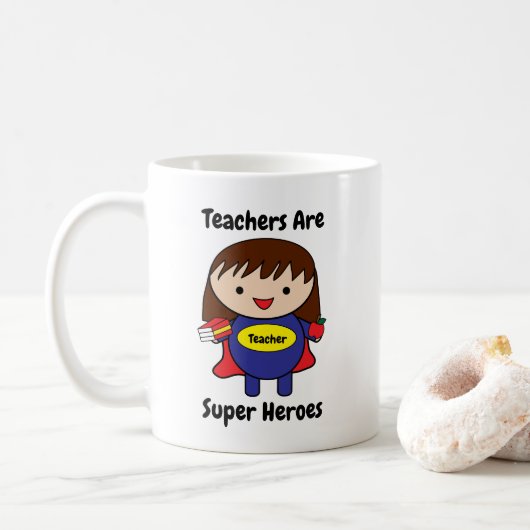 Teacher Super Hero Schattige Personaliseren Koffiemok (Met donut)