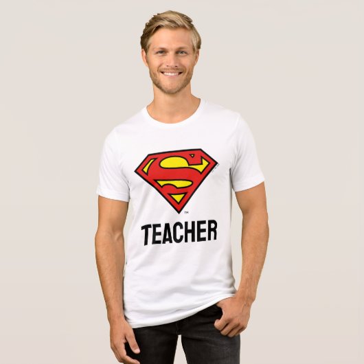 Teacher Superman S-Shield | Superman Logo Tri-Blend Shirt (Voorkant volledig)