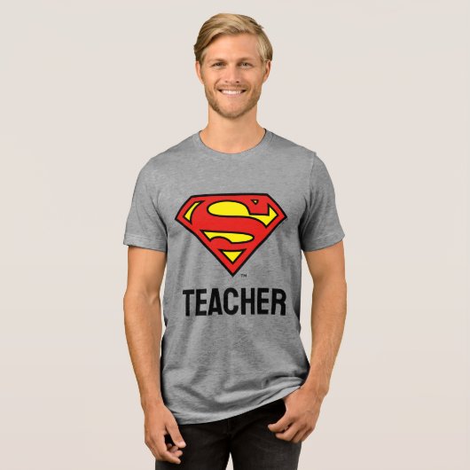 Teacher Superman S-Shield | Superman Logo Tri-Blend Shirt (Voorkant volledig)
