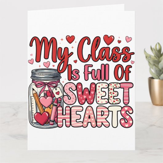Teacher Sweet Heart Valentine's Greeting Card Kaart (Kleine Plant)