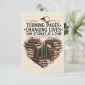 Teacher Thank You Card | Book Heart Flat Note Bedankkaart (Staand voorkant)