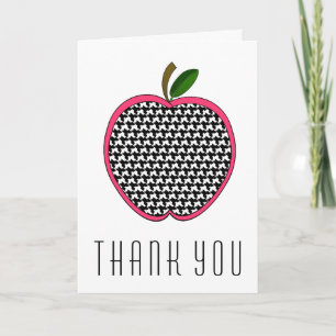 Teacher Thank You Card - Houndstooth Apple Bedankkaart