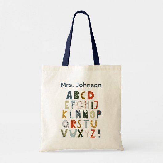 Teacher Tote Bag Gift Alphabet Art (Achterkant)