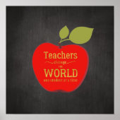 Teacher typography quote inspirational red apple poster (Voorkant)