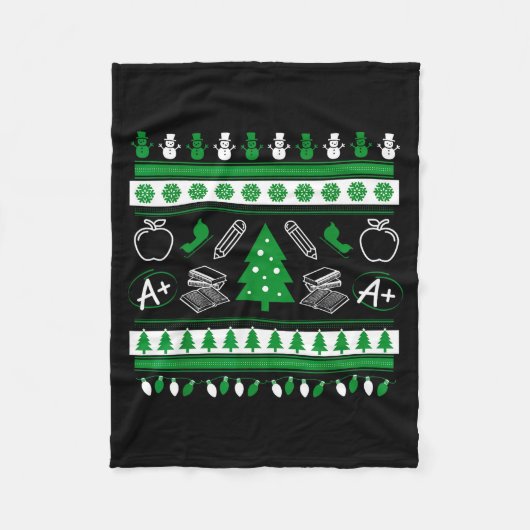 Teacher Ugly Christmas Sweater Instructor Elementa Fleece Deken (Voorkant)