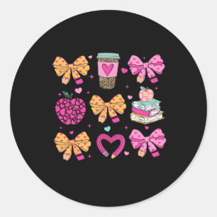 Teacher Valentijn Coquette Pencil Coffee Bow Ronde Sticker