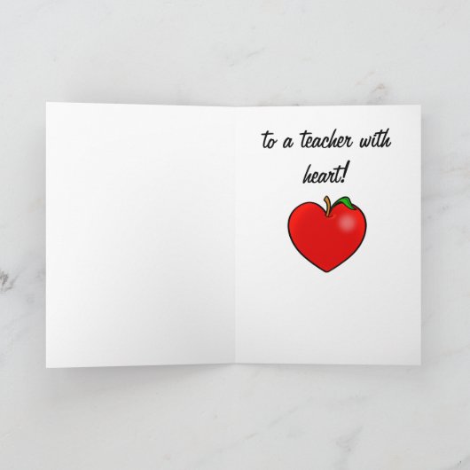 Teacher Valentijn Heart Apple Feestdagen Kaart (Binnen)