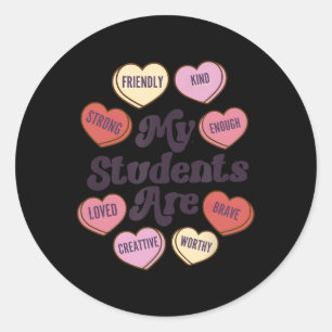 Teacher Valentijnsdag Positive Affirmations Heart Ronde Sticker
