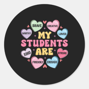 Teacher Valentijnsdag Snoep Positieve affirmaties Ronde Sticker