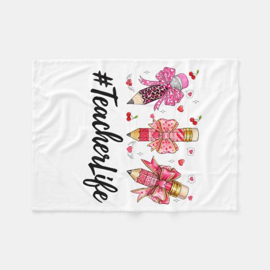Teacher Valentine Coquette Bow Teacher Valentines  Fleece Deken (Voorkant (Horizontaal))