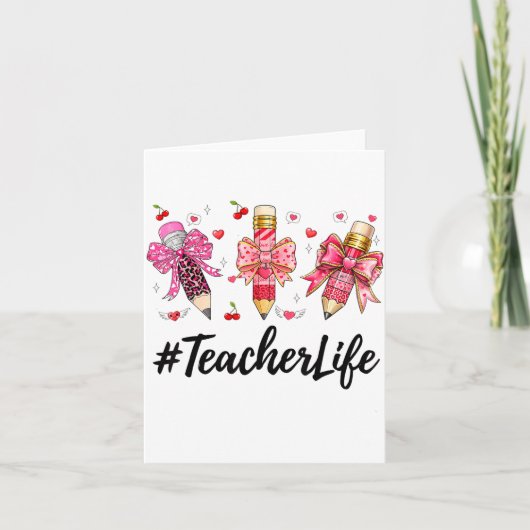 Teacher Valentine Coquette Bow Teacher Valentines  Kaart (Voorkant)