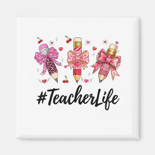 Teacher Valentine Coquette Bow Teacher Valentines Magneet (Voorkant)