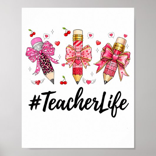 Teacher Valentine Coquette Bow Teacher Valentines  Poster (Voorkant)