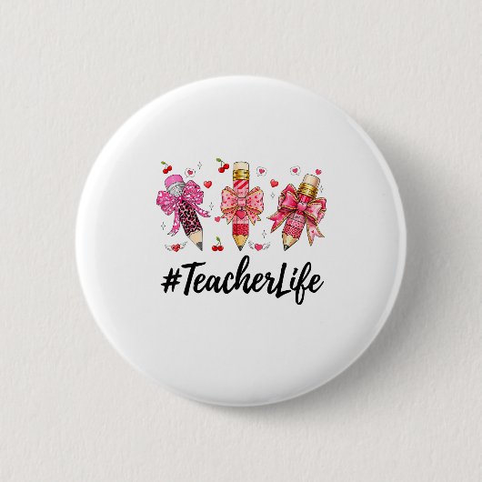 Teacher Valentine Coquette Bow Teacher Valentines  Ronde Button 5,7 Cm (Voorkant)