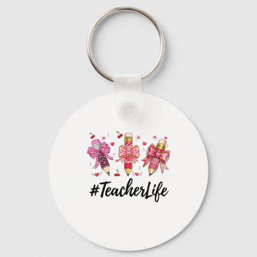 Teacher Valentine Coquette Bow Teacher Valentines  Sleutelhanger (Voorkant)
