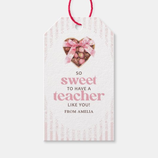 Teacher Valentine Gift Tag Sweet Chocolate Cadeaulabel (Voorkant)