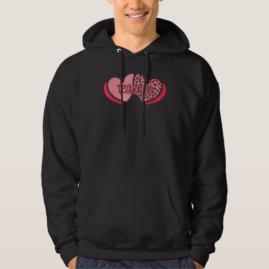 Teacher Valentine Hearts Leopard Funny Valentines  Hoodie (Voorkant)