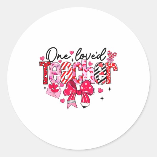 Teacher Valentine Loved Teacher Valentine's Day Co Ronde Sticker (Voorkant)