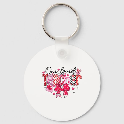 Teacher Valentine Loved Teacher Valentine's Day Co Sleutelhanger (Voorkant)