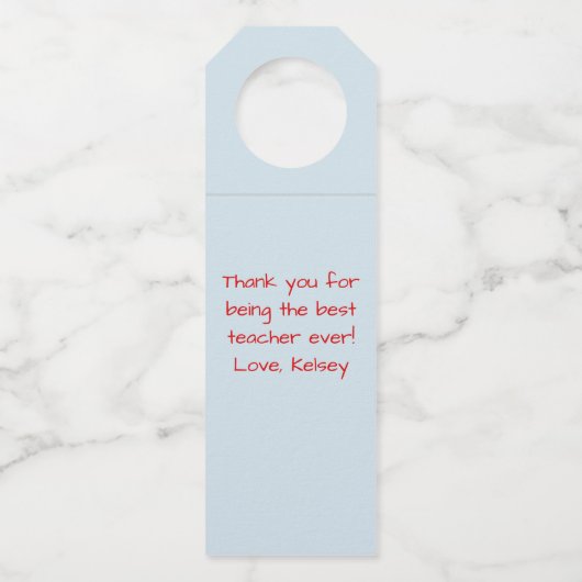 Teacher Wine Bottle Hanger Gift Label Label (Achterkant)