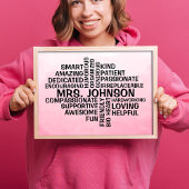 Teacher Word Cloud Name Pink Ombre Poster