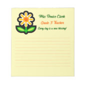 Teacher Yellow Notitieblok met Yellow Flower (Voorkant)