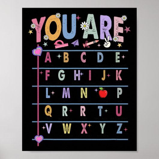 Teacher You Are Letters Alphabet Learn Abcs Back T Poster (Voorkant)