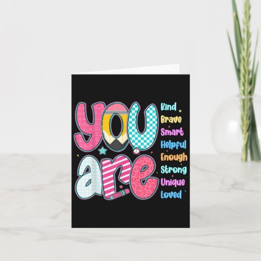 Teacher You Are Smart Brave Strong Kind Loved Moti Kaart (Voorkant)