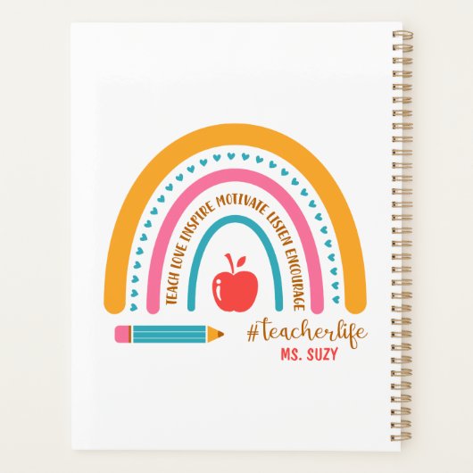 #Teacherlife Rainbow Personalized Teacher's Planner (Achterkant)