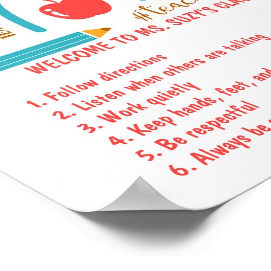 #Teacherlife Rainbow Specialized Classroom Rules Poster (Hoek)