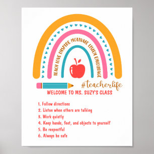 #Teacherlife Rainbow Specialized Classroom Rules Poster
