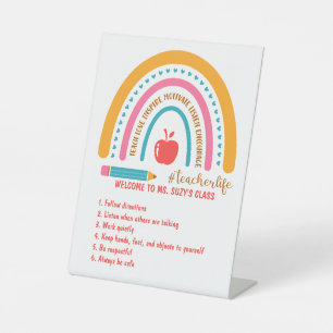 #Teacherlife Rainbow Specialized Classroom Rules Reclamebord Met Voetstuk