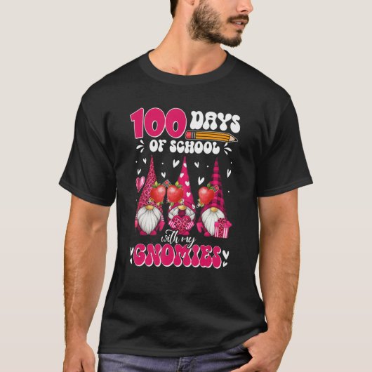 Teachers 100 Days Of School With My Gnomies Valent T-shirt (Voorkant)