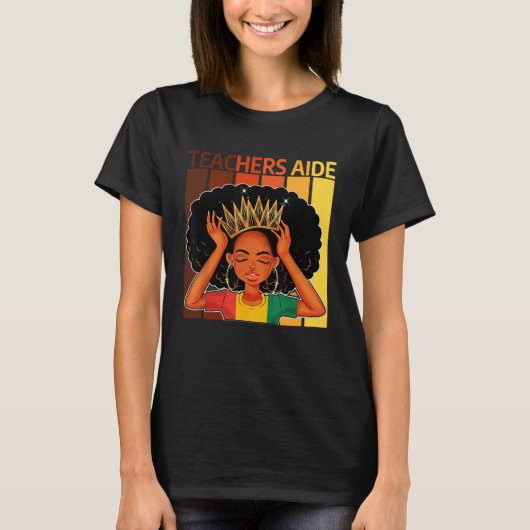 Teachers Aide Afro African American Black History  T-shirt (Voorkant)