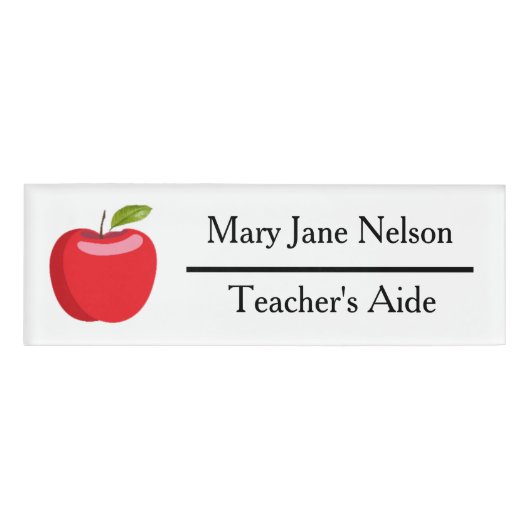 Teacher's Aide Schattige Apple Personalized Name T Naambadge (Voorkant)