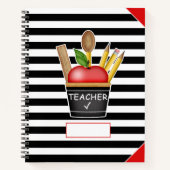 Teacher's Apple Cupcake Stripes Groot Notitieboek (Voorkant)