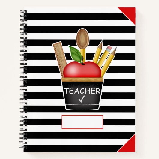 Teacher's Apple Cupcake Stripes Groot Notitieboek (Voorkant)