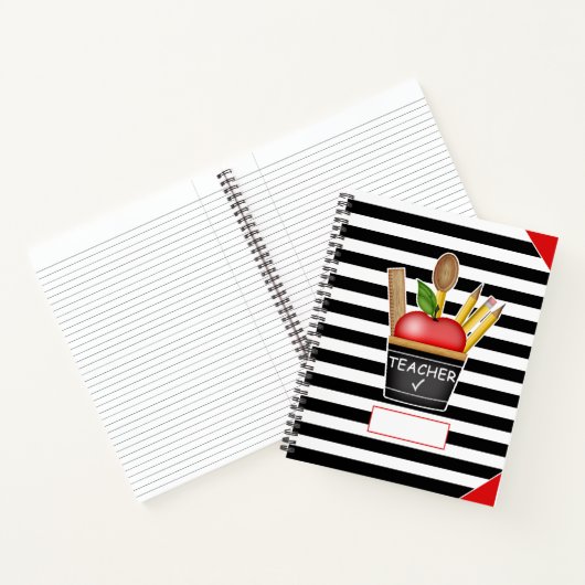 Teacher's Apple Cupcake Stripes Groot Notitieboek (Binnen)