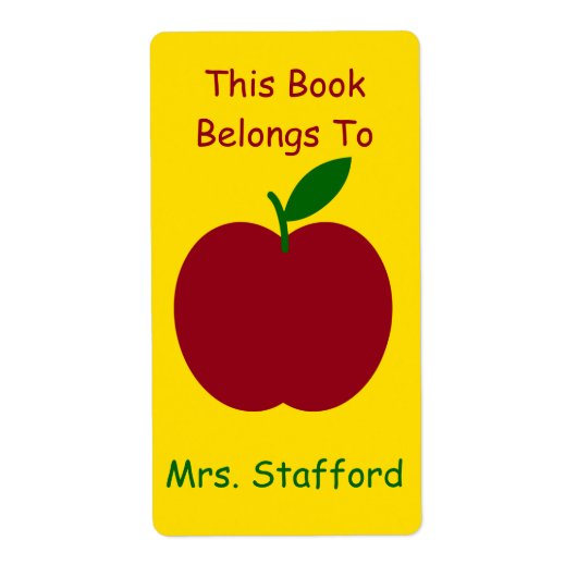 Teacher's Apple gepersonaliseerde boek Borden Etiket (Voorkant)