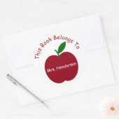 Teacher's Apple Gepersonaliseerde Boekplaat Ronde Sticker (Envelop)