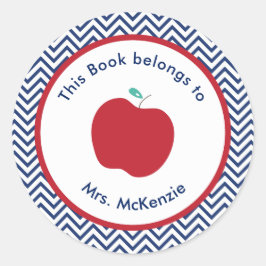 Teacher's Apple gepersonaliseerde Bookplate Sticke Ronde Sticker